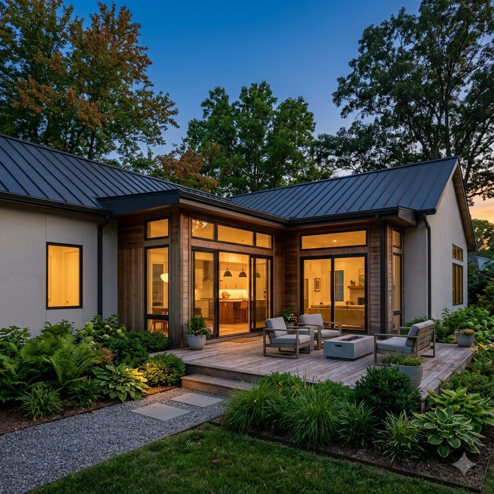 Modern Nashville backyard home (DADU) at dusk