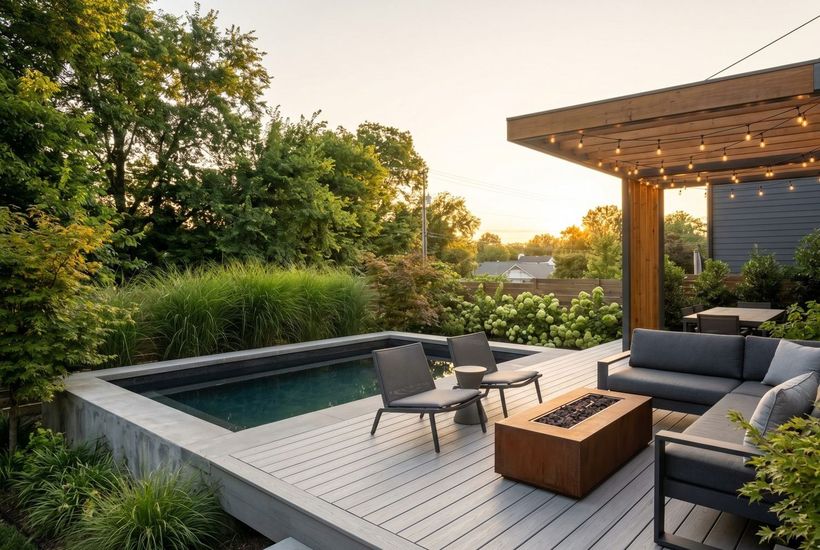 Pergola pool deck
