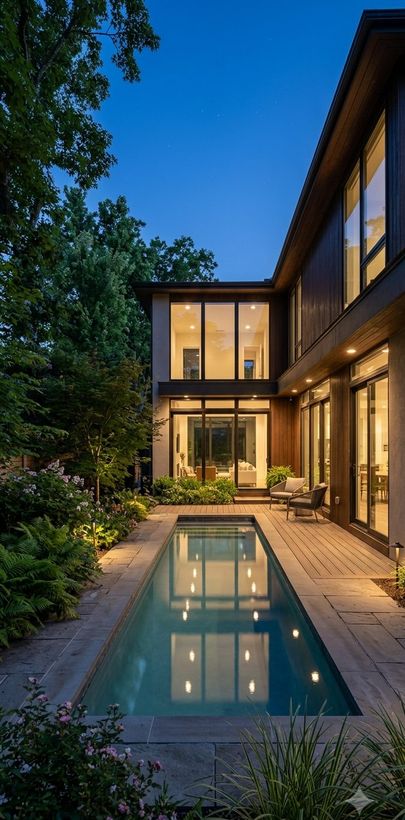 Two-story home, evening